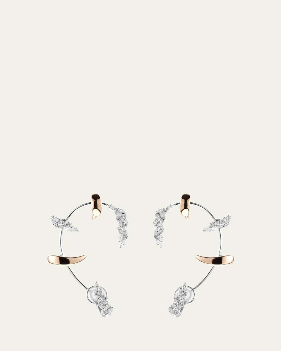 18K Yellow and White Gold Diamond Ear Pieces, 5-Piece Set